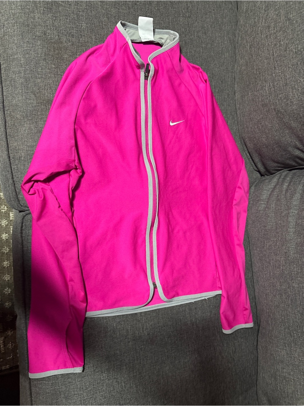 Nike Hot Pink Full-Zip Athletic Jacket with Light Gray Trim